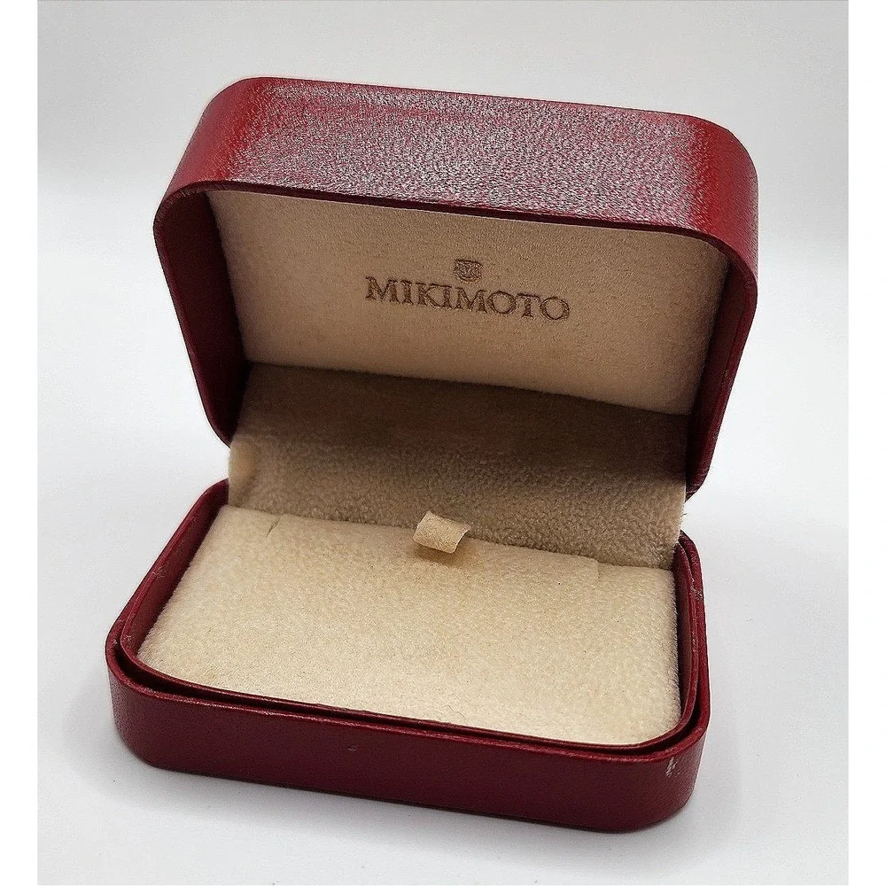 Vintage Mikimoto Jewelry Presentation Box EMPTY Red Faux Leather Earrings/Neck